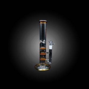 11'' TRIPLE HONEY COMB ICE PINCH STRAIGHT WATERPIPE GOLD