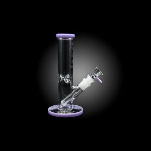 8'' ALPHA GLASS STRIGHT TUBE WITH COLORED MOUTH PIECE MILKY PURPLE