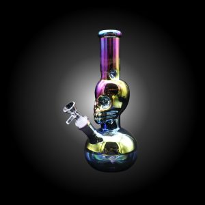 10'' CHROME SKULL WATER PIPE RAINBOW