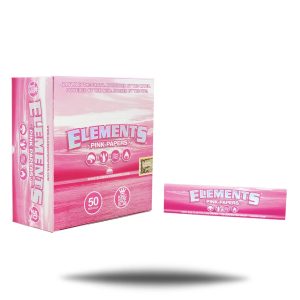 ELEMENTS PINK PAPERS KING SIZE SLIM 32 LEAVES PER PACK -50 PACKS PER BOX