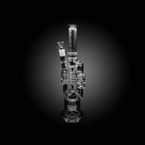 ALPHA 19'' STRAIGHT TUBE WITH TRIPLE ICE PINCH CLEAR GLOBE WITH INLINE COIL PERC BLACK