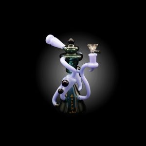 ALPHA 9'' 4ARM CONE SHAPED RECYCLER WITH INLINE DOME PERC PERSIAN GREEN & SLIME BLUE