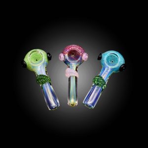 3.5'' FUME DOT LEAF ATTACHED MIX COLOR HAND PIPE 15CT JAR