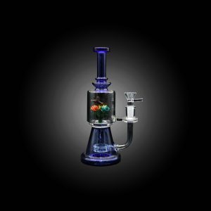 9.5'' FLOWER STEM PERC WATER PIPE BLUE