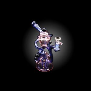 ALPHA 9'' 4ARM CONE SHAPED RECYCLER WITH INLINE DOME PERC PINK & DARK BLUE