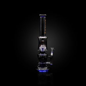 ALPHA 16'' ALPHA DOUBLE SHOWER HEAD DUAL CYLINDER CHAMBER WITH INLINE MUSHROOM PERC DARK BLUE