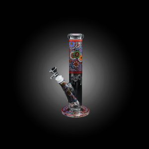 10'' FLOWERY MOZAIC CYLINDER WATER PIPE RED