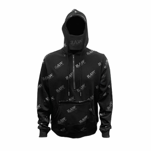 RAW RAWLERS ZIP HOODIE BLACK ON BLACK LARGE