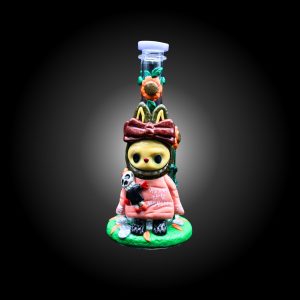 9'' 3D LBUBU WITH SUNFLOWER HAND PAINTED WATER PIPE BLUE