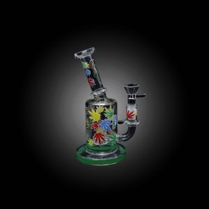 7'' LEAF PRINTED NECK BENT WATER PIPE GREEN