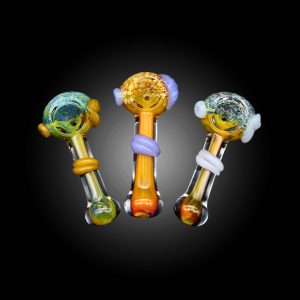 3.5'' HEAD FUME LEAF ATTACHED MIX COLOR HAND PIPE 15CT JAR