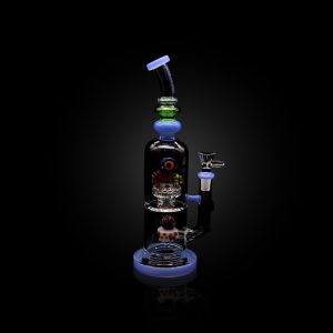12'' URBAN GLASS 5 EYES WATER PIPE WITH SHOWER HEAD PERC AND BENT MOUTH PIECE BLUE