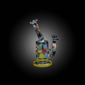 7'' LEAF PRINTED NECK BENT WATER PIPE YELLOW