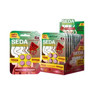 SEDA BOTANICAL CAT'S CLAW TABLET (125MG PER TAB) TOTAL 500MG WATERMELON SQUEEZE 4CT PACK -BOX OF 10 PACK