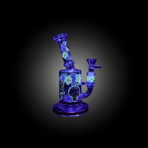 7'' NECK BENT MUSHROOM PRINTED GLOW IN THE DARK WATER PIPE RED