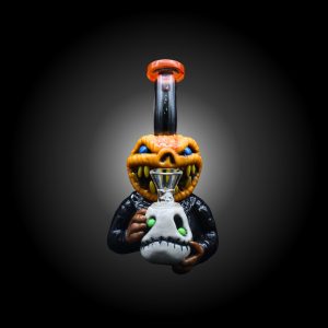 7.5'' CRAZY MONSTER HAND PAINTED WATER PIPE ORANGE