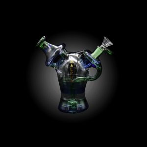 ALPHA 6'' INLINE SHOWERHEAD PERC ROUND BASE WITH SIDE MOUTHPIECE WATERPIPE GREEN