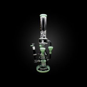 18'' ALPHA TRIPLE BELLS DESIGN OUTSIDE RECYCLER WITH QUADRUPLE SPRING PERCS & SWISS CATCHERS HANGERS CHROME GREEN