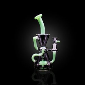 10'' ALPHA COLOR TUBING OUTSIDE RECYCLER WITH SHOWERHEAD PERC CHROME GREEN