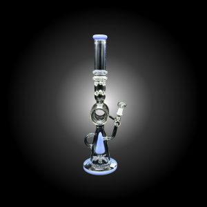 18'' URBAN GLASS TRIPLE SHOWERHEAD CONE WATERPIPE BLUE
