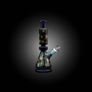10.5'' MULTI CHARACTER LEAF PRINTED BEAKER WATER PIPE BLUE