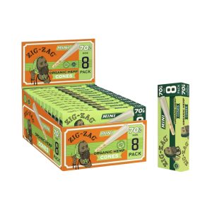 ZIG ZAG CONE 70'S MINI ORGANIC HEMP 8CT PACK -BOX OF 18 PACK
