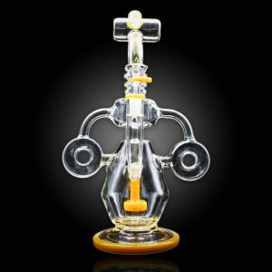 13'' ALPHA SHOWER HEAD DOUBLE EARED PERC WATER PIPE CHAMPAGNE