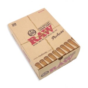 RAW PRE-ROLLED CONE TIPS PERFECTO 21 TIPS PER PACK -BOX OF 20 PACKS