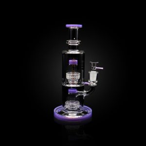 ALPHA 10'' WIDE BODY DOUBLE MATRIX SHOWERHEAD WITH COLOR BASE RIM & MOUTHPIECE WITH COLOR HANDLES LIME PURPLE