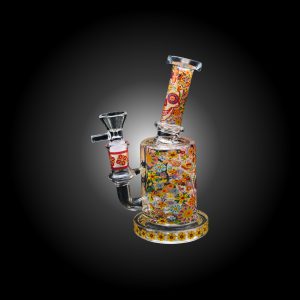 7'' MOZAIC SKULL PRINTED NECK BEND WATERPIPE YELLOW