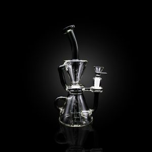 10'' ALPHA COLOR TUBING OUTSIDE RECYCLER WITH SHOWERHEAD PERC CLEAR BLACK