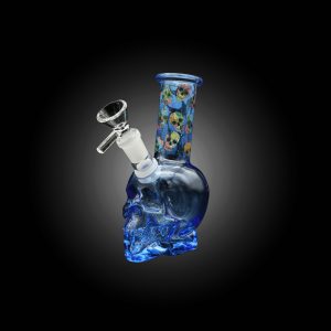 6'' VIBRANT SKULL SMALL COLORFUL WATER PIPE BLUE