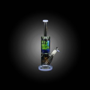 HIPSTER GLASS 14'' INSIDE TROPICAL LEAF & FISH AQUARIUM DESIGN WATERPIPE SLIME BLUE