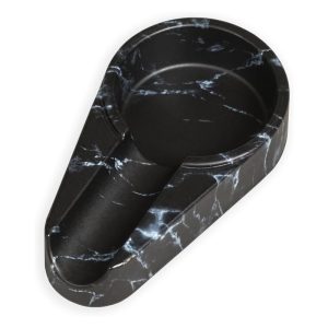 LOTUS SINGLE STICK MELAMINE ASHTRAY IN BLACK BOX MARBLE - BLACK