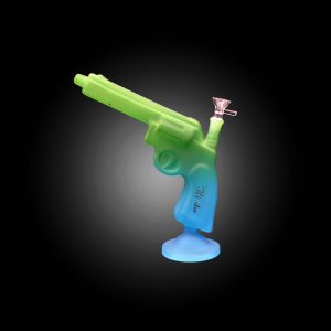 HIPSTER GLASS 10'' PISTOL HANDGUN STYLE COLORFUL WATER PIPE GREEN