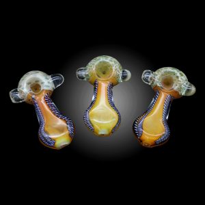 4'' FRIT COLOR MARBLE DESIGN HAND PIPE 7CT JAR
