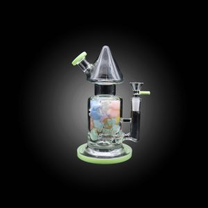 HIPSTER GLASS 8'' COLORFUL FLOWER ART WORK DESIGN WATER PIPE SLIME GREEN