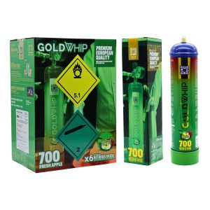 GOLD WHIP CREAM CHARGER 700G CYLINDER FRESH APPLE -BOX OF 6 (ONLY FOR FOOD USE)