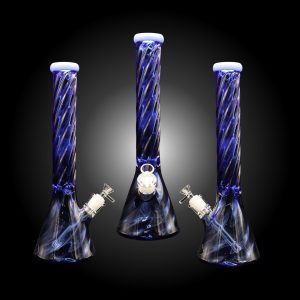 16'' TALL BEAKER TWISTED WATER PIPE BLUE