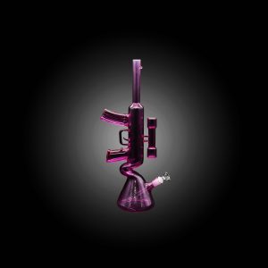 19'' HIPSTER GLASS NEON AK-47 DESIGN COLORFUL WATERPIPE PINK
