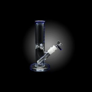 8'' ALPHA GLASS STRIGHT TUBE WITH COLORED MOUTH PIECE SKY BLUE