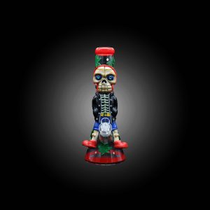 13.5'' 3D ART HAND PAINTED MUSHROOM SKULL ART BEAKER WATER PIPE RED