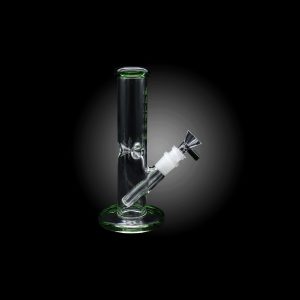 8'' ALPHA GLASS STRIGHT TUBE WITH COLORED MOUTH PIECE GREEN