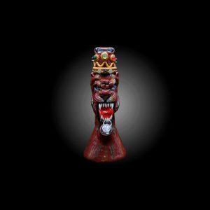 14'' FIERCE MAJESTY FEATURING A REGAL LION DESIGN WATER PIPE RED