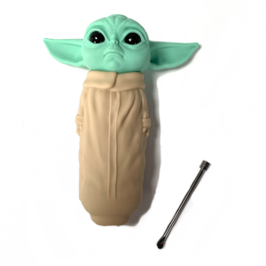 4'' BABY YODA GREEN SILICONE HAND PIPE 7CT JAR