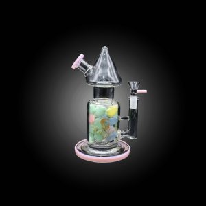 HIPSTER GLASS 8'' COLORFUL FLOWER ART WORK DESIGN WATER PIPE SLIME PINK