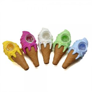 3.5'' ICE CREAM CONE SILICONE HAND PIPE 7CT JAR