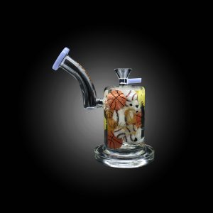 HIPSTER GLASS 6.3'' ADORNED WITH BALLS DISIGNS INSIDE THE GLASS CHAMBER SLIME BLUE