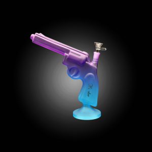 HIPSTER GLASS 10'' PISTOL HANDGUN STYLE COLORFUL WATER PIPE PURPLE