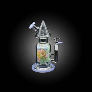 HIPSTER GLASS 8'' COLORFUL FLOWER ART WORK DESIGN WATER PIPE SLIME BLUE